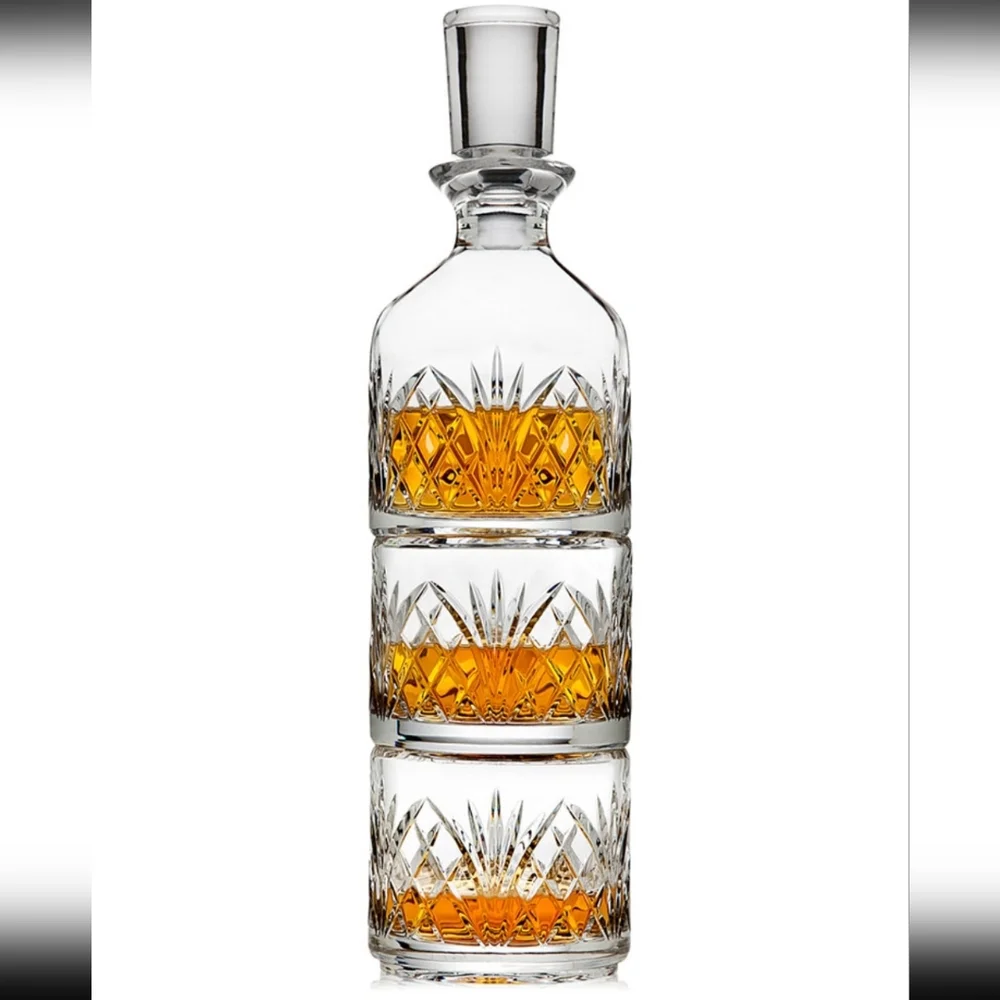 Stackable Crystal Decanter & 2 Glass Set 